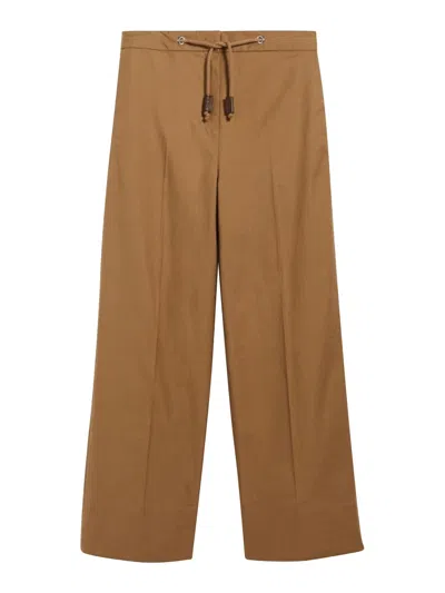 Max Mara Ottavo Waterproof Twill Trousers In Camel