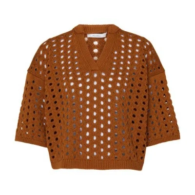 Max Mara Ottuso Knitted Top In Cuoio