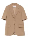 Max Mara Ottuso Short-sleeve Notched-lapel Blazer In Brown