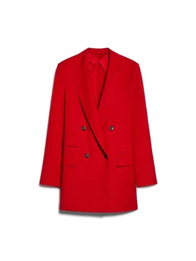 Max Mara Nebbie Wool Double Breast Blazer In Red