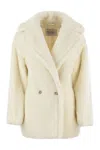 Max Mara Maxmara Short Teddy Bear Icon Coat In White
