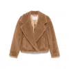 Max Mara Textured Camel Coat With Classic Lapel In Brown