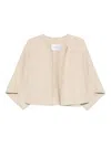 Max Mara Ovada Short-sleeved Open-front Jacket In Neutral