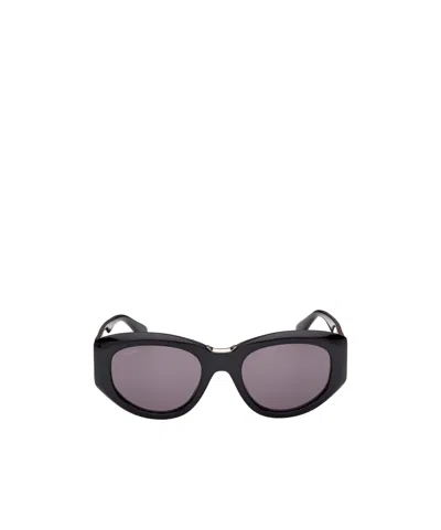 Max Mara Oval Frame Sunglasses In Black