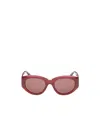 Max Mara Oval Frame Sunglasses In Bordeaux Red
