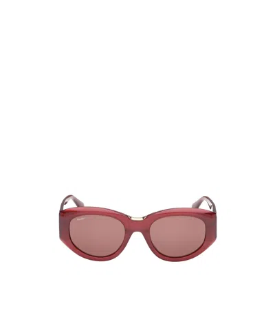 Max Mara Oval Frame Sunglasses In Bordeaux Red