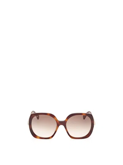 Max Mara Oval Frame Sunglasses In Brown