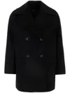 Max Mara Studio Midnight Blue Agenda Coat In Black