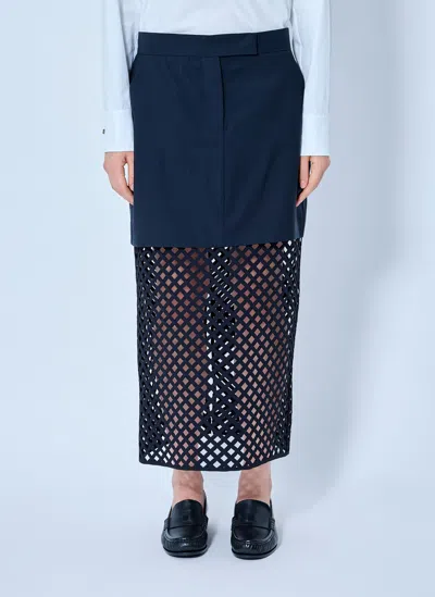 Max Mara Overlay Panel Skirt In Navy