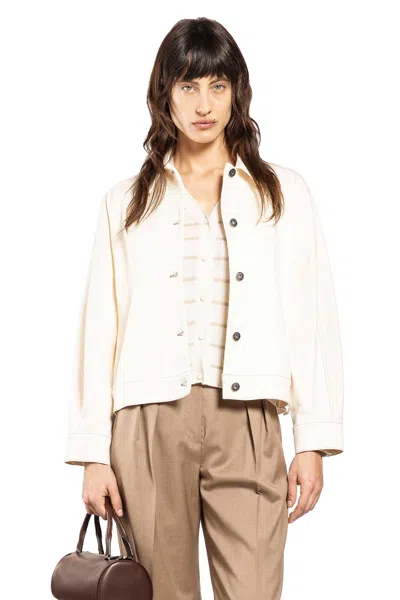 Max Mara Overshirt In Jersey-effect Denim In Neutral