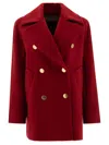 Max Mara Double-breasted Cashmere Coat Featuring Back Belt In Red