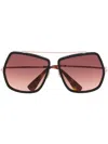 Max Mara Oversize Geometric-frame Sunglasses In Brown