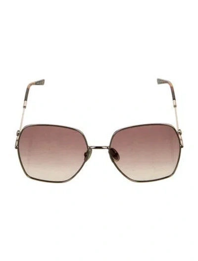 Pre-owned Max Mara Oversize Gradient Sunglasses In Brown/gold
