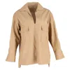 Max Mara Oversize Shirt With Pockets In Brown Cotton In Brown