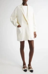 Max Mara Oversize Single Breasted Stretch Wool Canvas Blazer In White