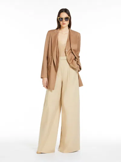 Max Mara Oversize Stretch Cotton Trousers In Brown