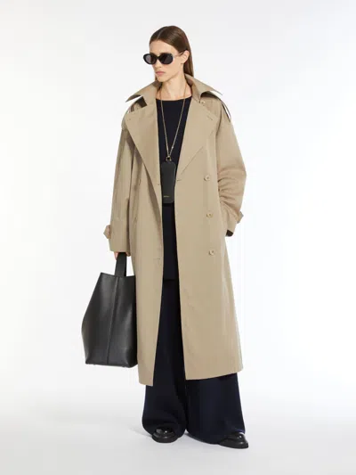 Max Mara Oversize Trench Coat In Water-resistant Cotton And Wool In Sand
