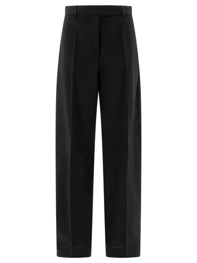 Max Mara Oversize Trousers In Stretch Wool In Black