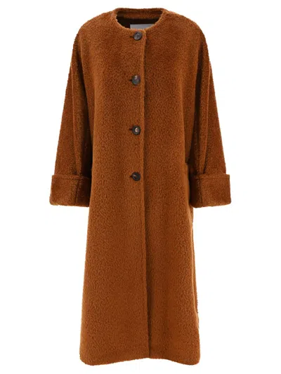 Max Mara Oversized Alpaca And Wool Coat In Brown