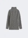 Max Mara Oversized Cable-knit Sweater In Gray