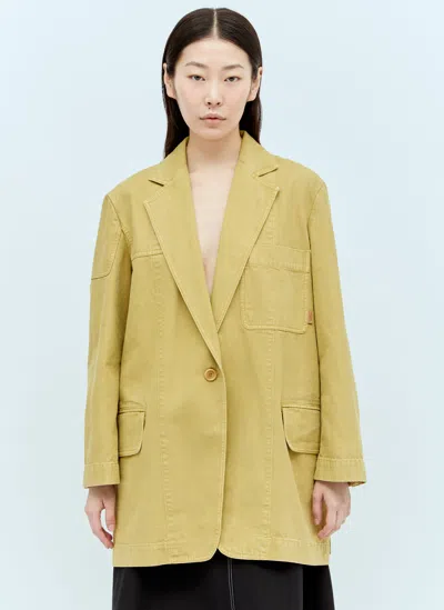 Max Mara Oversized Canvas Blazer In Yellow