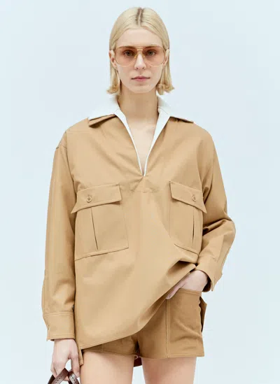 Max Mara Oversized Canvas Blouse In Brown