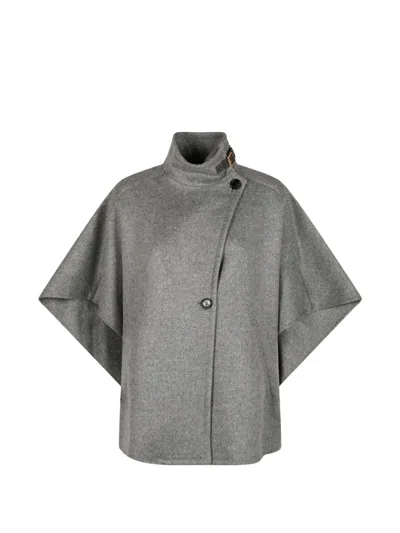 Max Mara Oversized Cape In Cashmere Drap In Gray