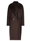Max Mara Cashmere Alpaca Wool Double Breasted Coat In Multi