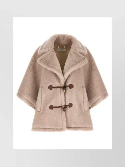 Max Mara Oversized Collar Cape Wide Sleeves In Beige