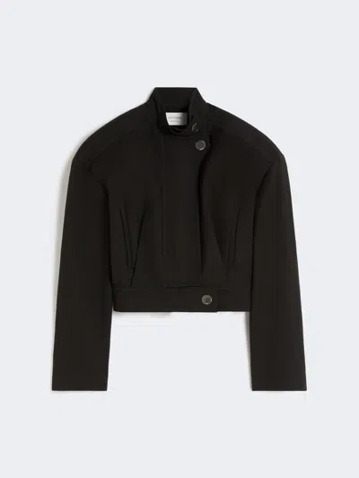 Max Mara Oversized Cotton Bomber Jacket In Black