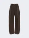 Max Mara Oversized Cotton Cargo Trousers In Brown