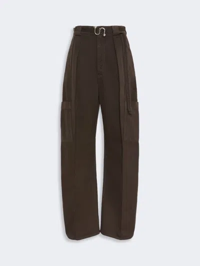 Max Mara Oversized Cotton Cargo Trousers In Chocolate