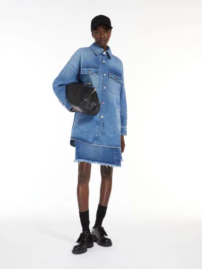 Max Mara Oversized Cotton Denim Jacket In Blue