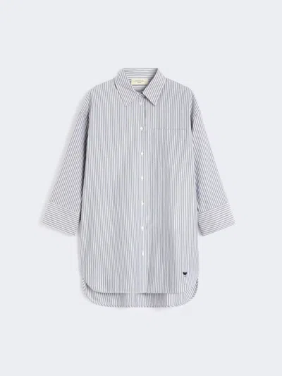Max Mara Oversized Cotton Oxford Shirt In Gray