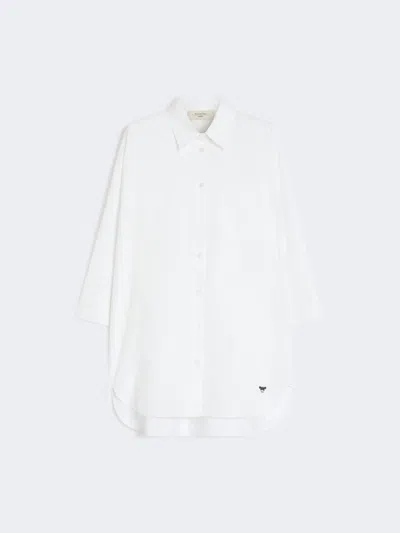 Max Mara Oversized Cotton Oxford Shirt In White