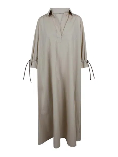 Max Mara Oversized Cotton Poplin Dress In Nude