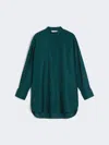 Max Mara Oversized Cotton Satin Shirt In Green