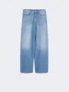 Max Mara Denim Trousers Wide-leg Faded Wash In Blue