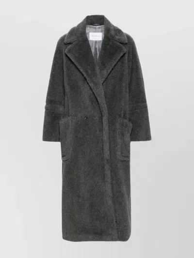 Max Mara Oversized Double-breasted Coat And Pockets In Gray