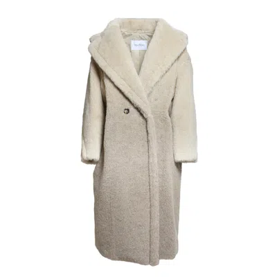 Max Mara Oversized Double-breasted Teddy Coat In Neutral