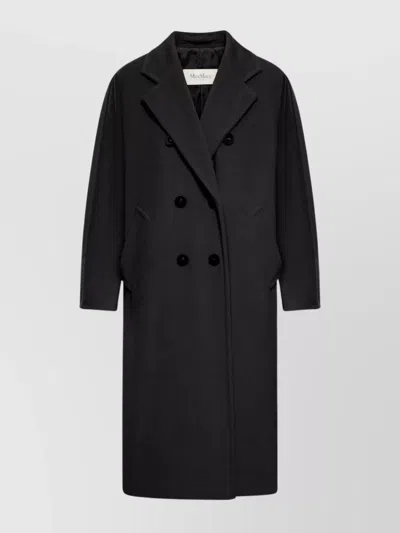 Max Mara Oversized Double Breasted Wool Cashmere Coat In Black