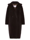 Max Mara Teddy Fabric Long Coat In Marrone