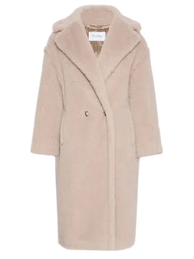 Max Mara Oversized Double-breasted Alpaca Wool Coat With Silk Base In Neutral
