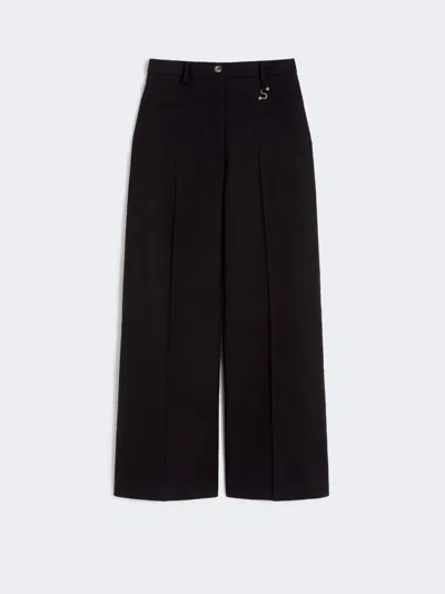 Max Mara Oversized Gabardine Trousers In Black