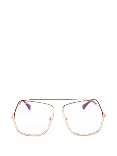 Max Mara Oversized Geometric-frame Glasses In Gold