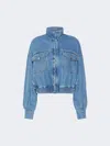Max Mara Oversized Indigo Denim Bomber Jacket In Multi