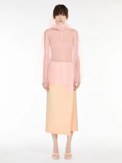 Max Mara Oversized Jumper In Technical Tulle In Neutral