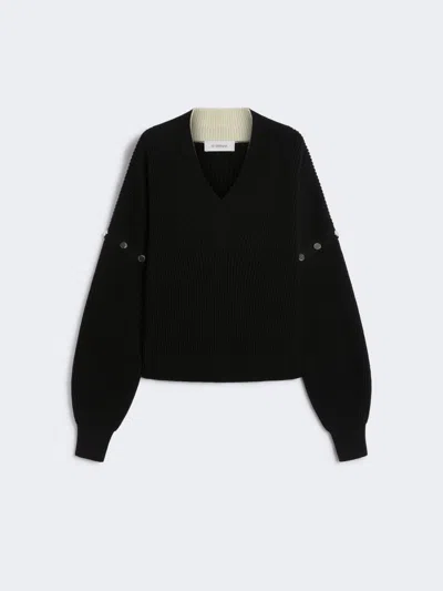 Max Mara Oversized Jumper With Detachable Sleeves In Black