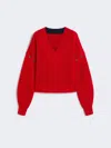 Max Mara Oversized Jumper With Detachable Sleeves In Red