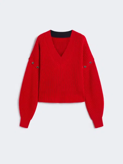 Max Mara Oversized Jumper With Detachable Sleeves In Red